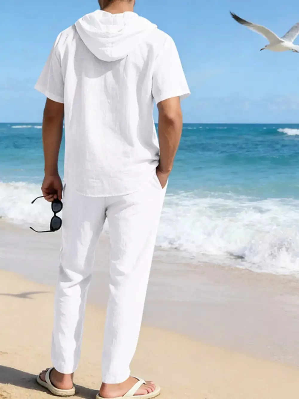 Men's Full Size Button Up Hooded Top