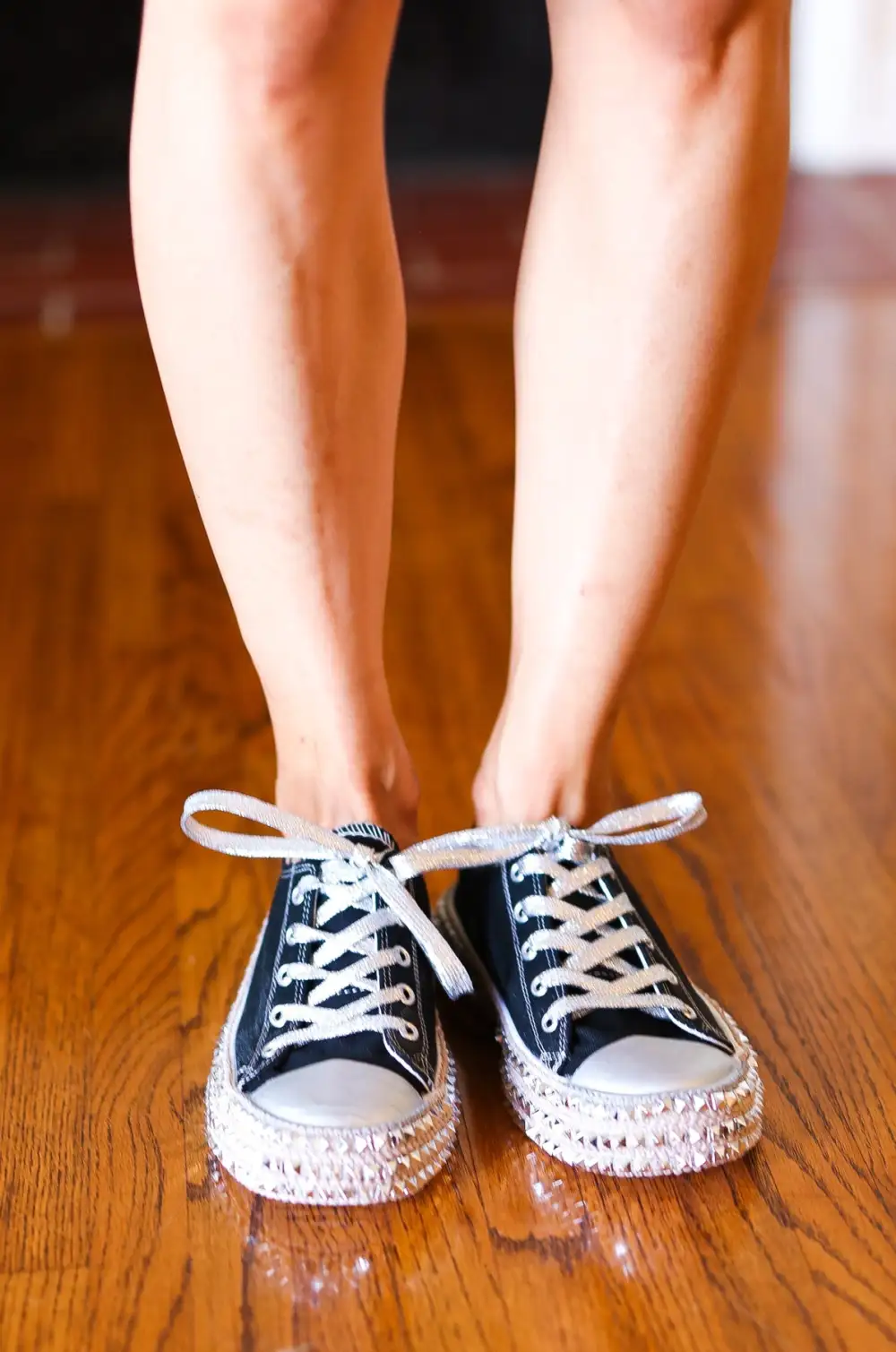 Get Their Attention Studded Canvas Sneakers