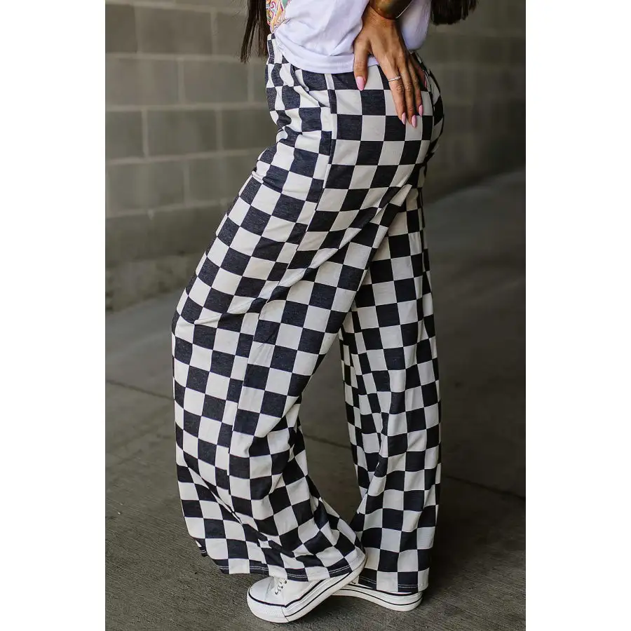 Checkered Wide Leg Pants
