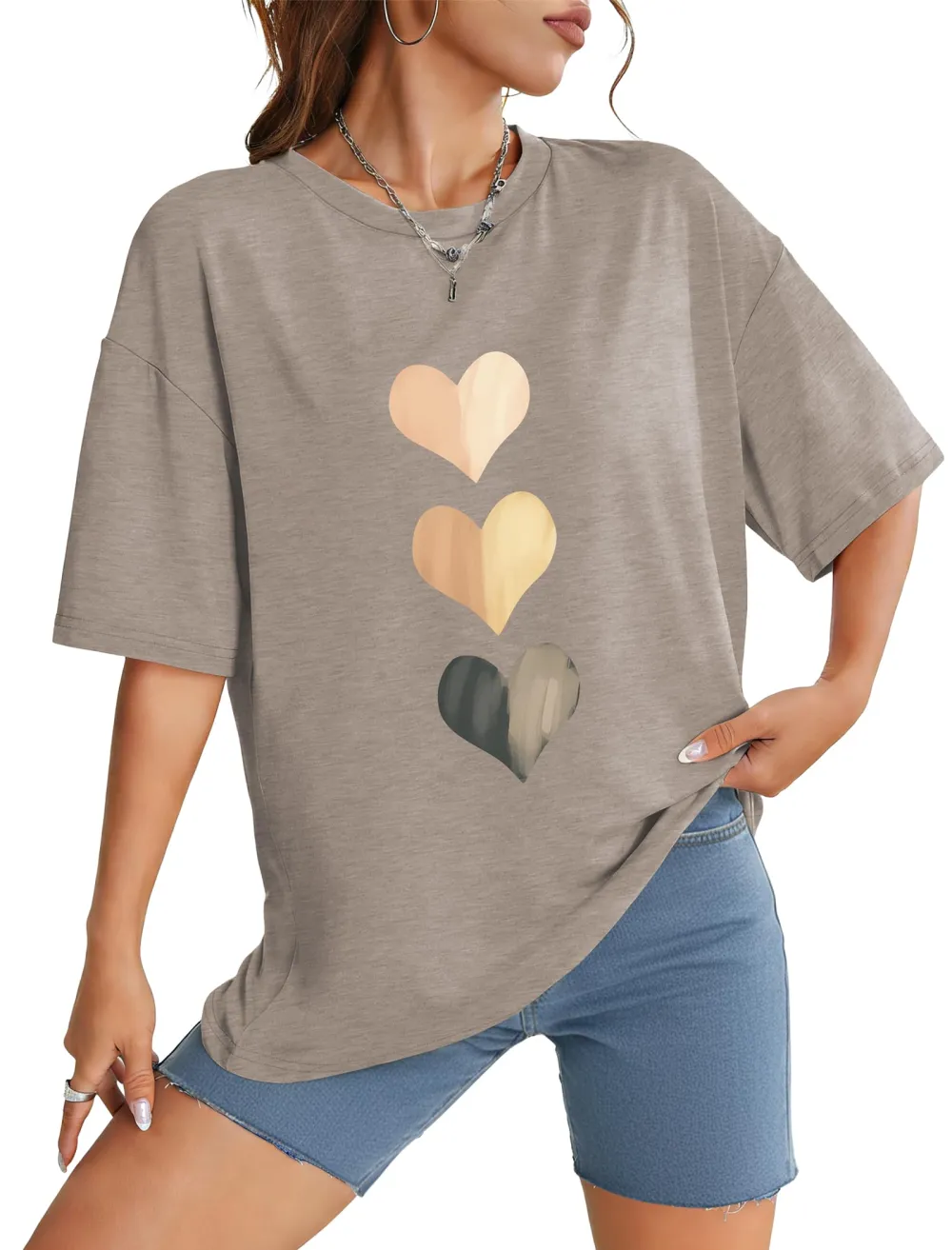 Three Hearts Print T-shirt