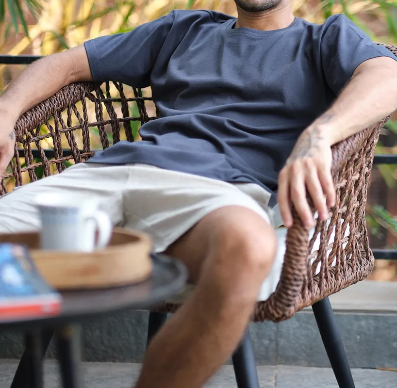 Charcoal Cotton Crew Neck T-Shirt