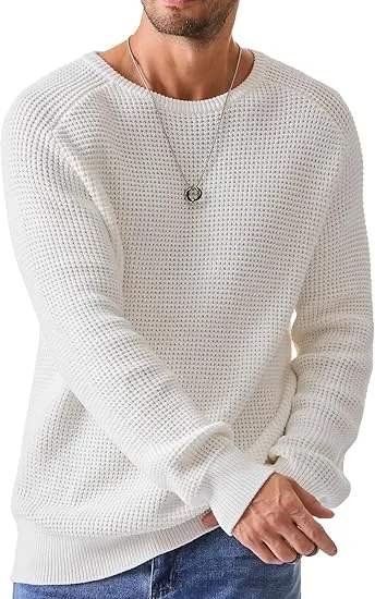 🧶 Men’s Waffle Knit Crewneck Sweater – Effortless Warmth. Everyday Style.
