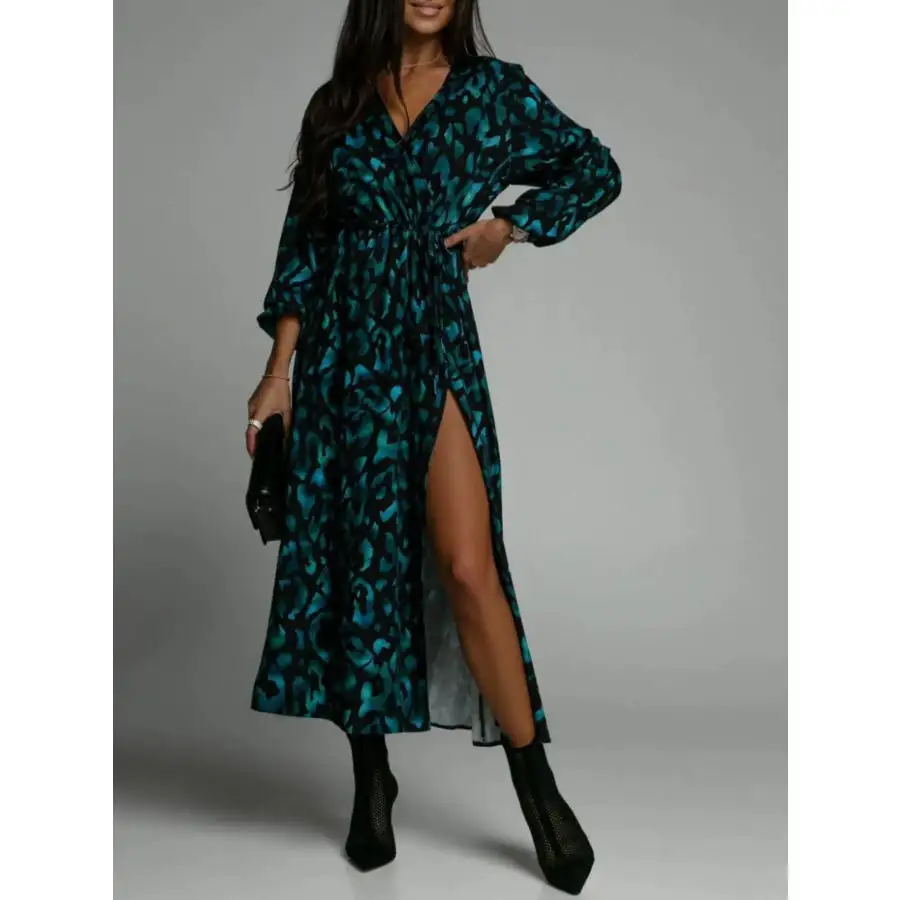 Sleeve Surplice Long Sleeve Midi Dress