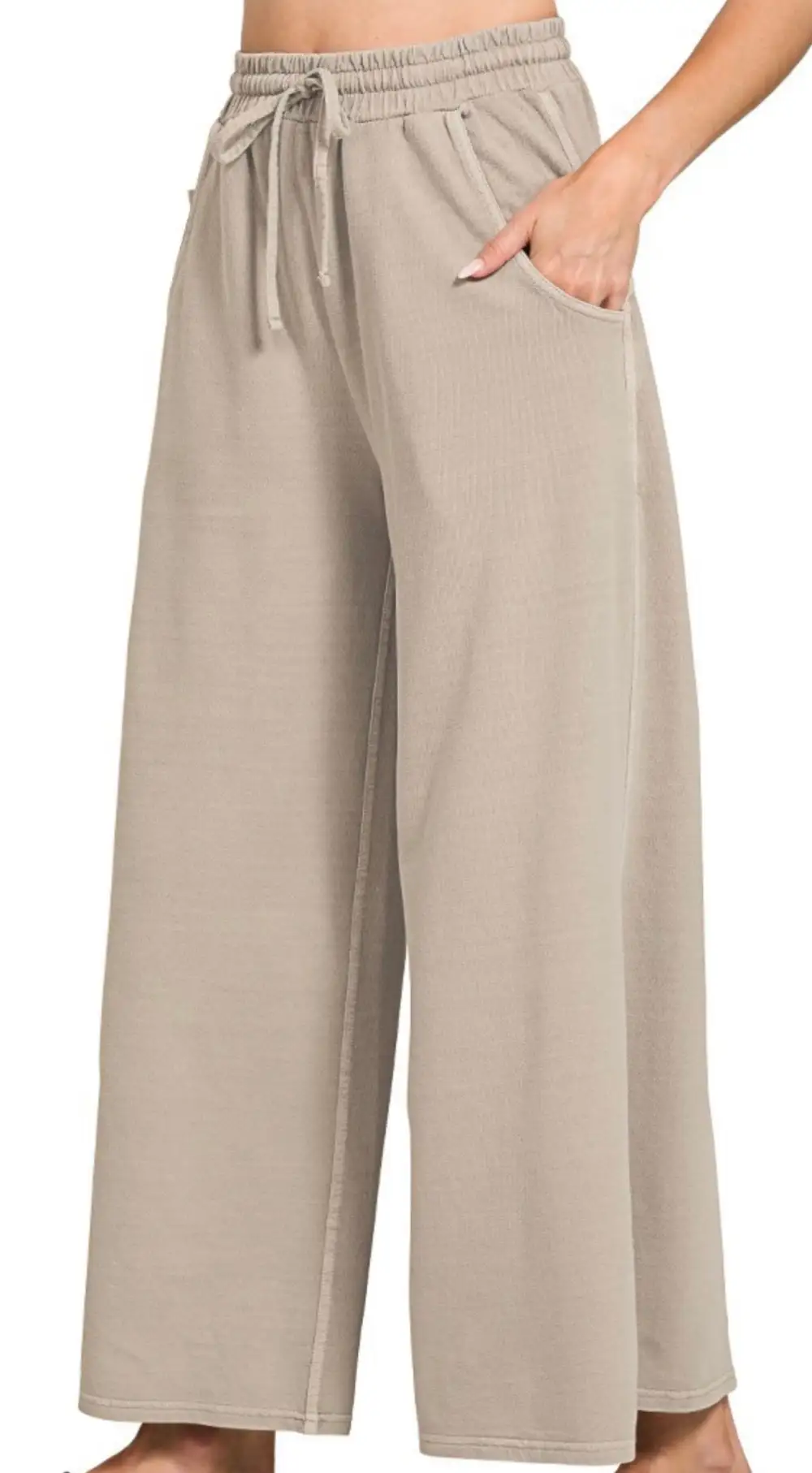 Roomy Drawstring Cotton Blend Casual Pants