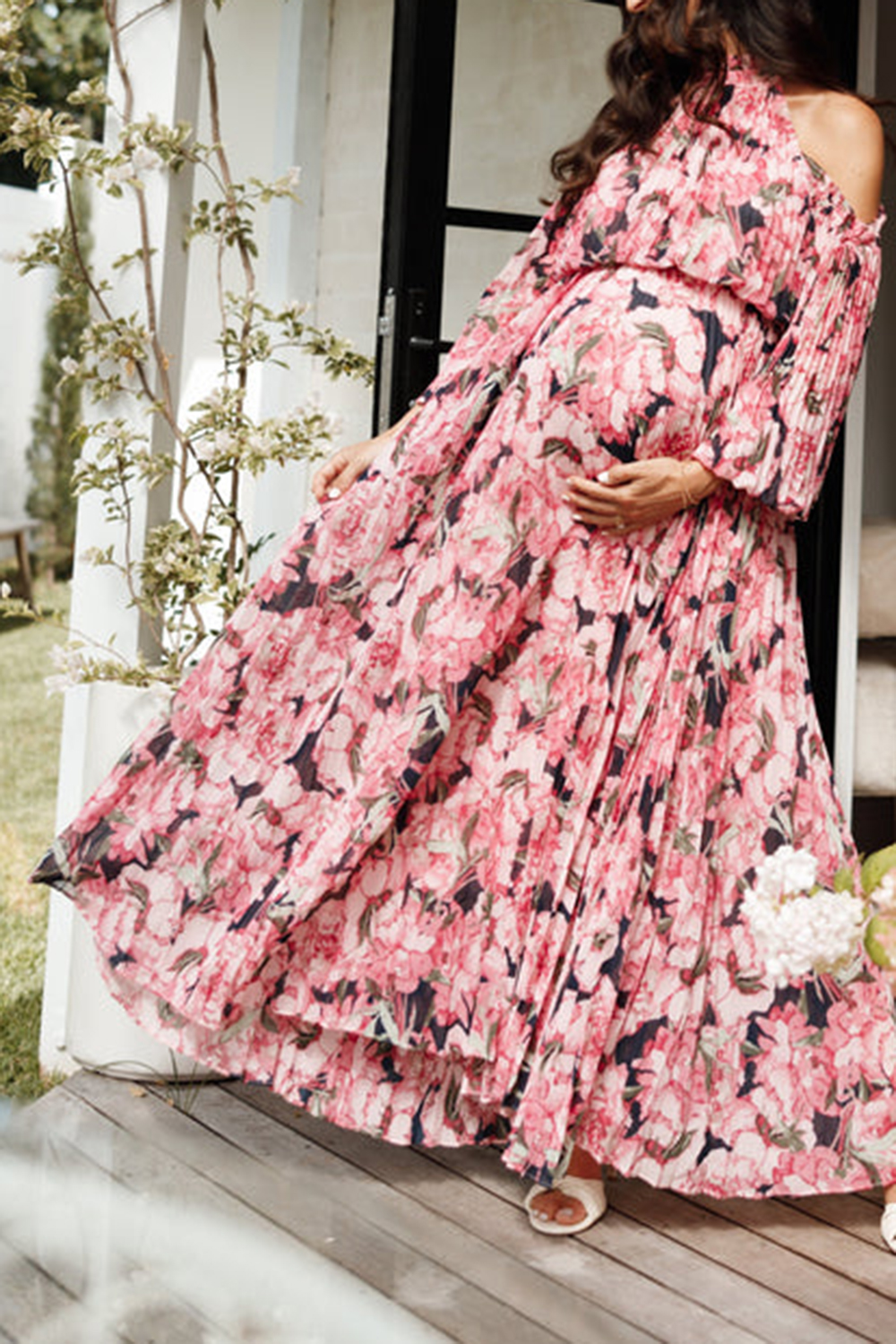 OFF-THE-SHOULDER TRUMPET SLEEVE DRESS