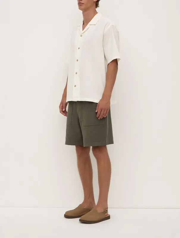 Cream Textured Resort Short Sleeve Shirt
