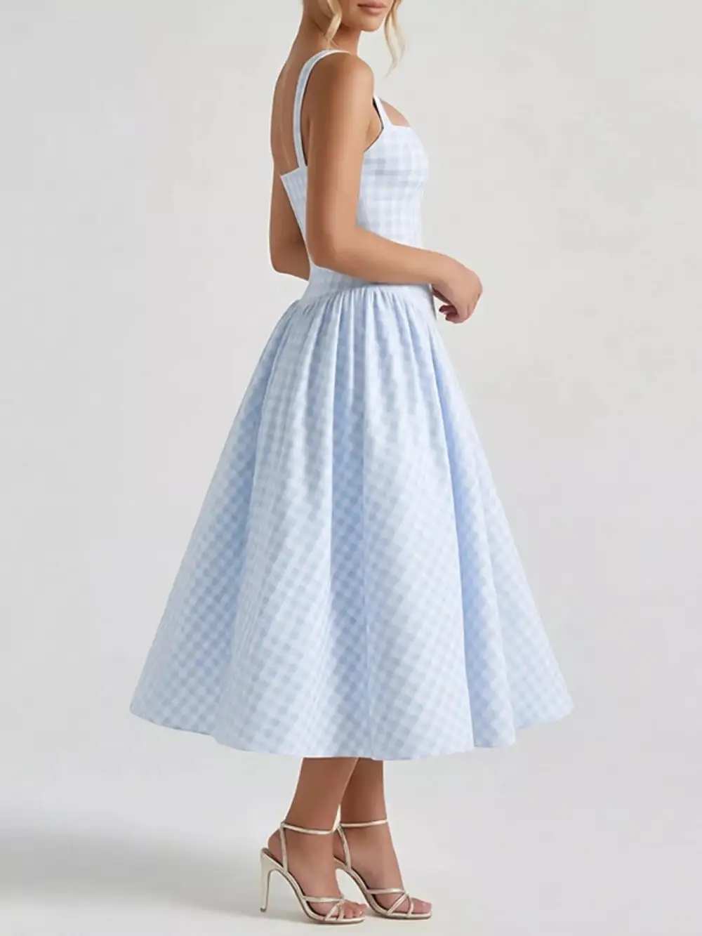 Full Size Square Neckline Midi Dress Plus Size