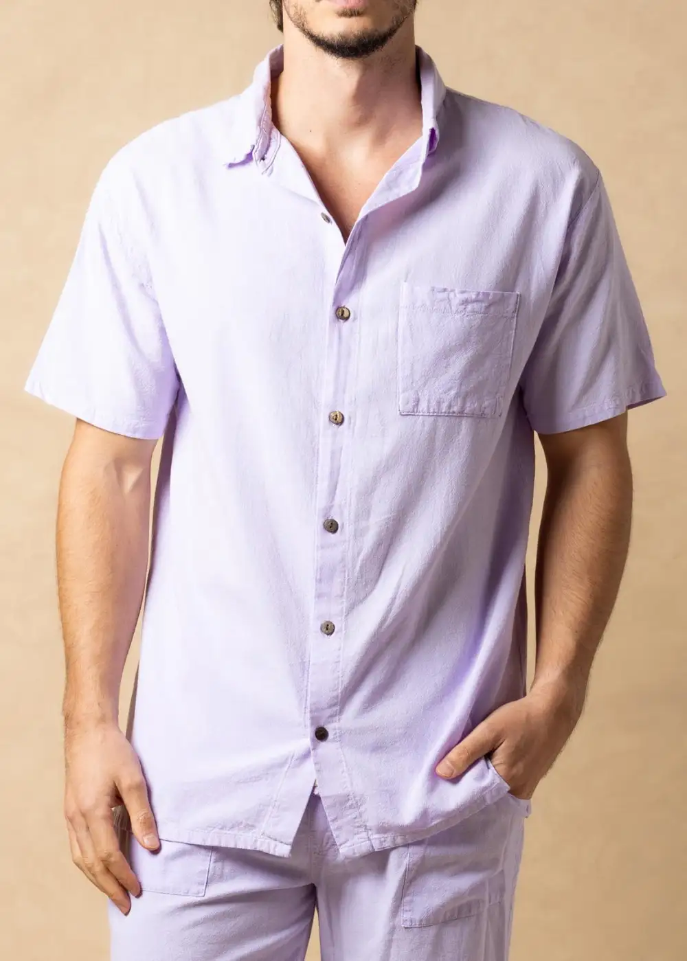Resort Pocket Front Long Sleeve Button Shirt