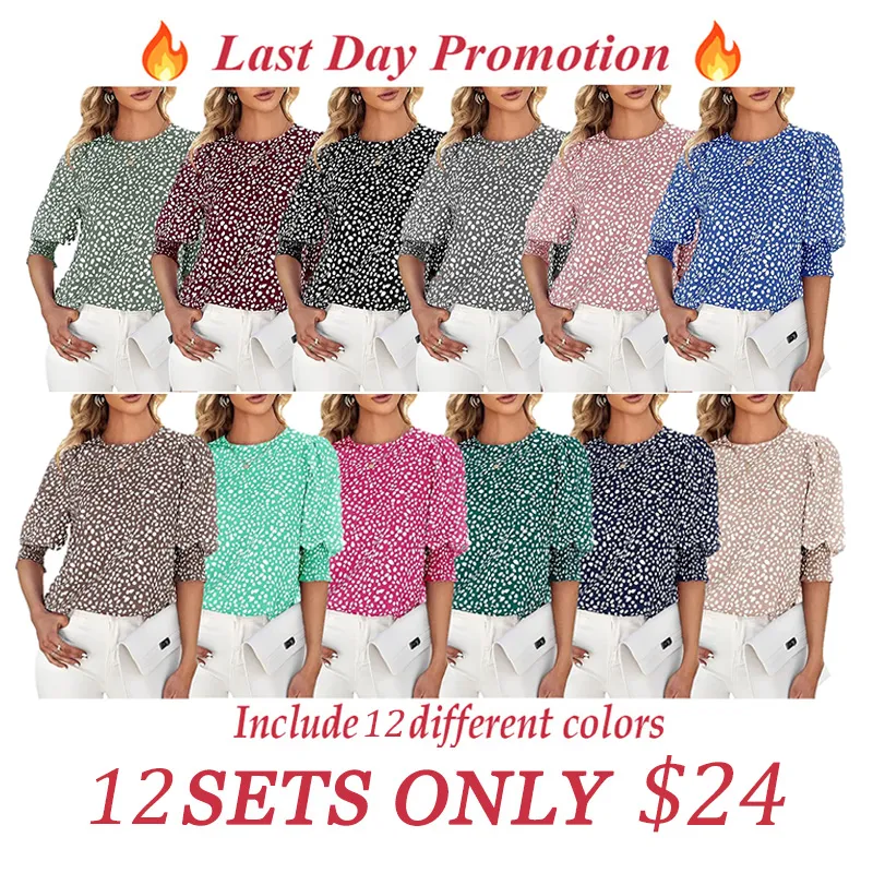 Women's Polka Dot 3/4 Sleeve Blouse