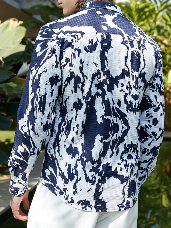 Abstract Print Long Sleeve Button Up Shirt