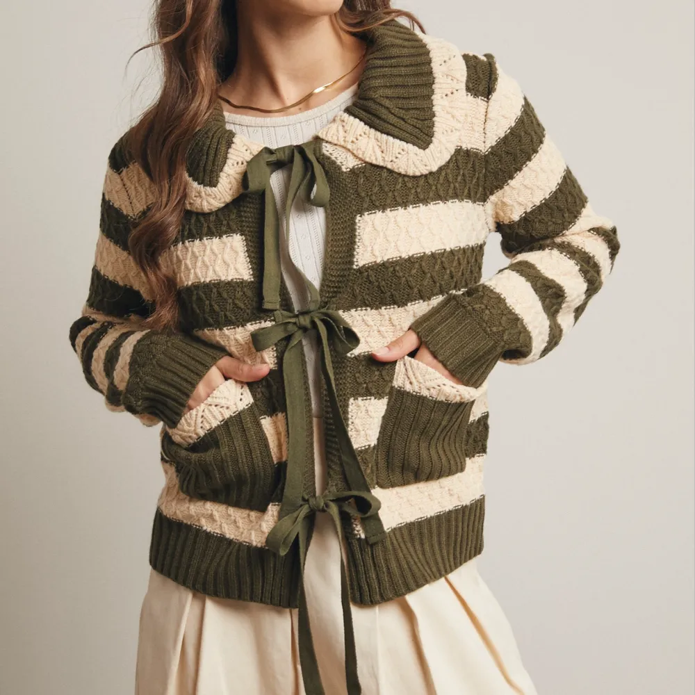 Open Front Tie Front Ribbed Oversized Cardigan