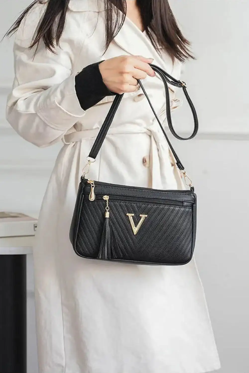 Square PU Leather Messenger Bag Lightweight Chic
