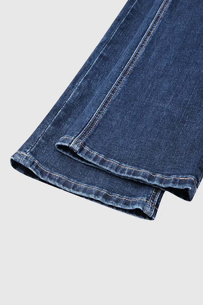 Mid Waist Wash Straight Leg Jeans