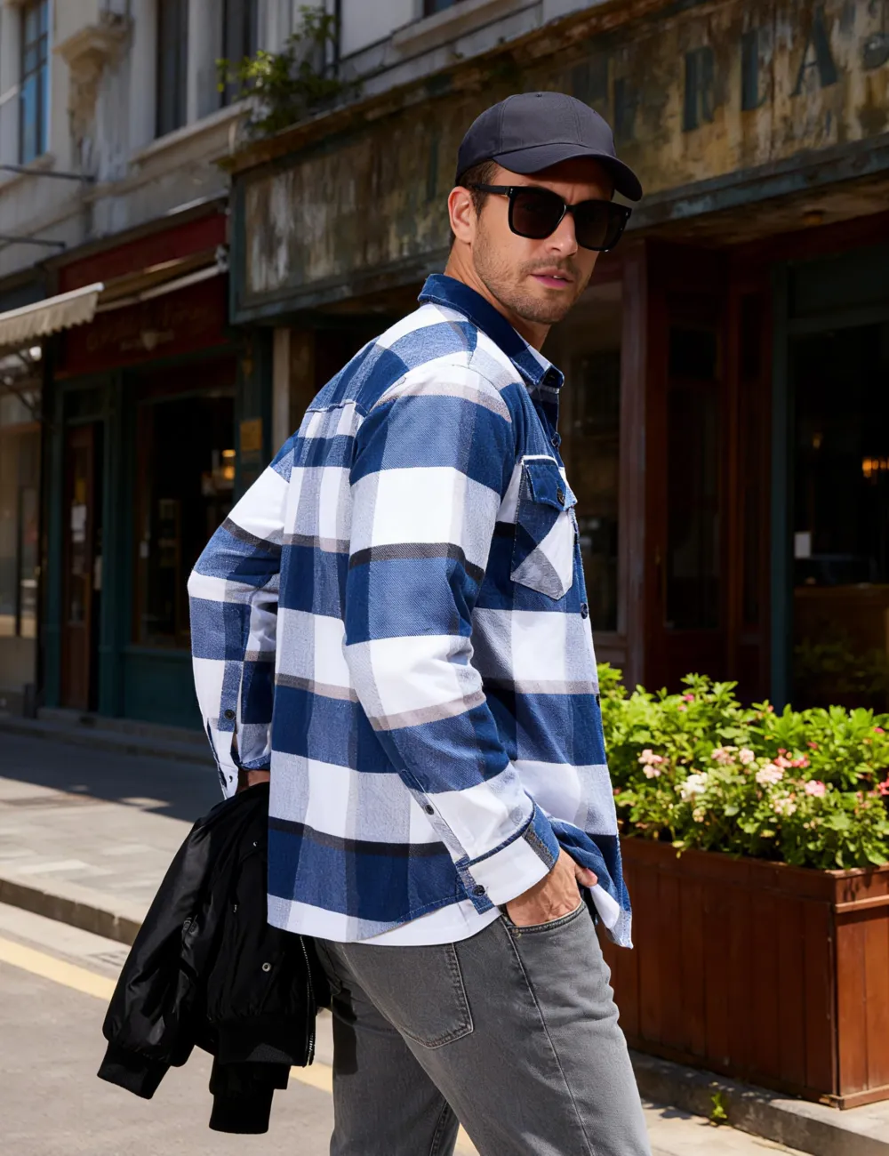Men's Flannel Shirts Brushed Fleece Flannel Shirts Jacket