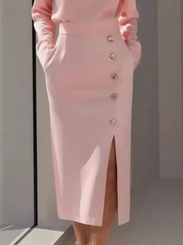 Slit Long Sleeve Midi Dress