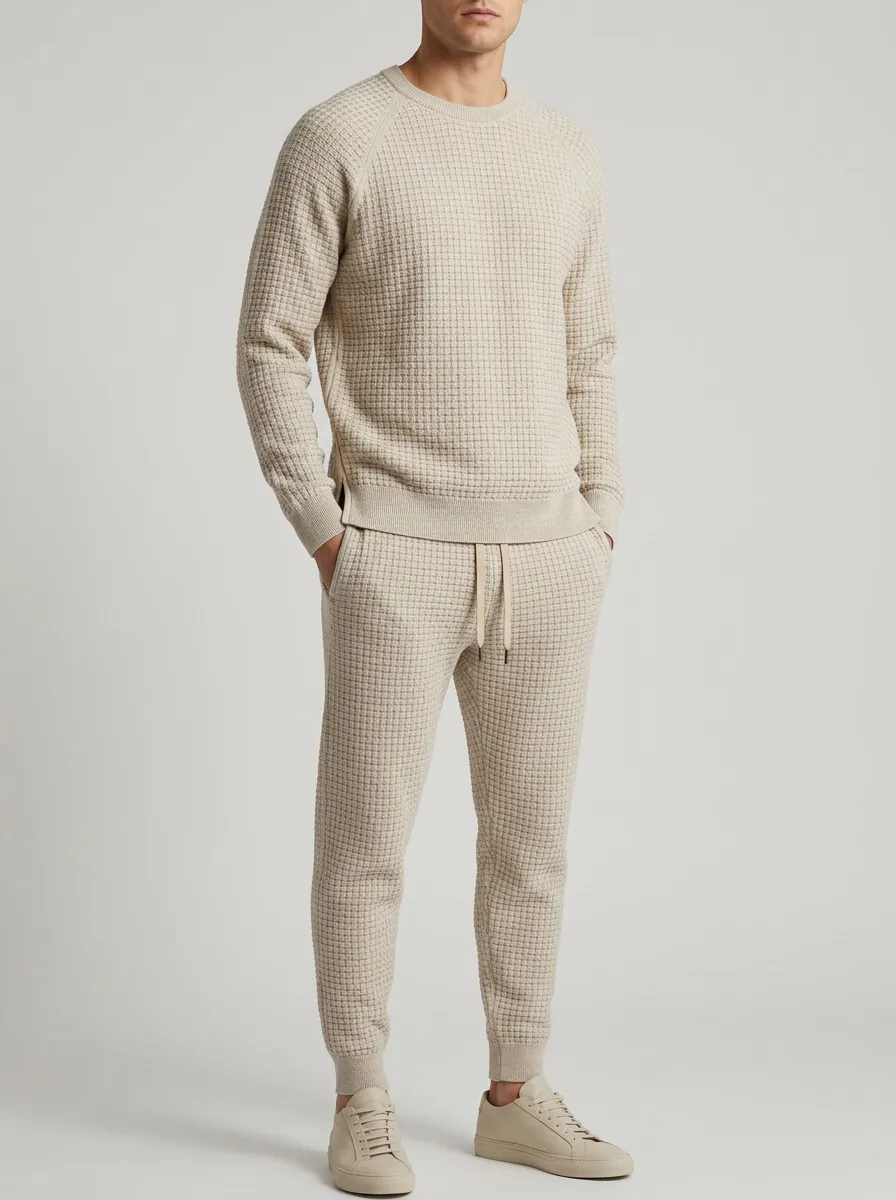 Refined Clean-Line Men's Knit Sweater Tracksuit Set