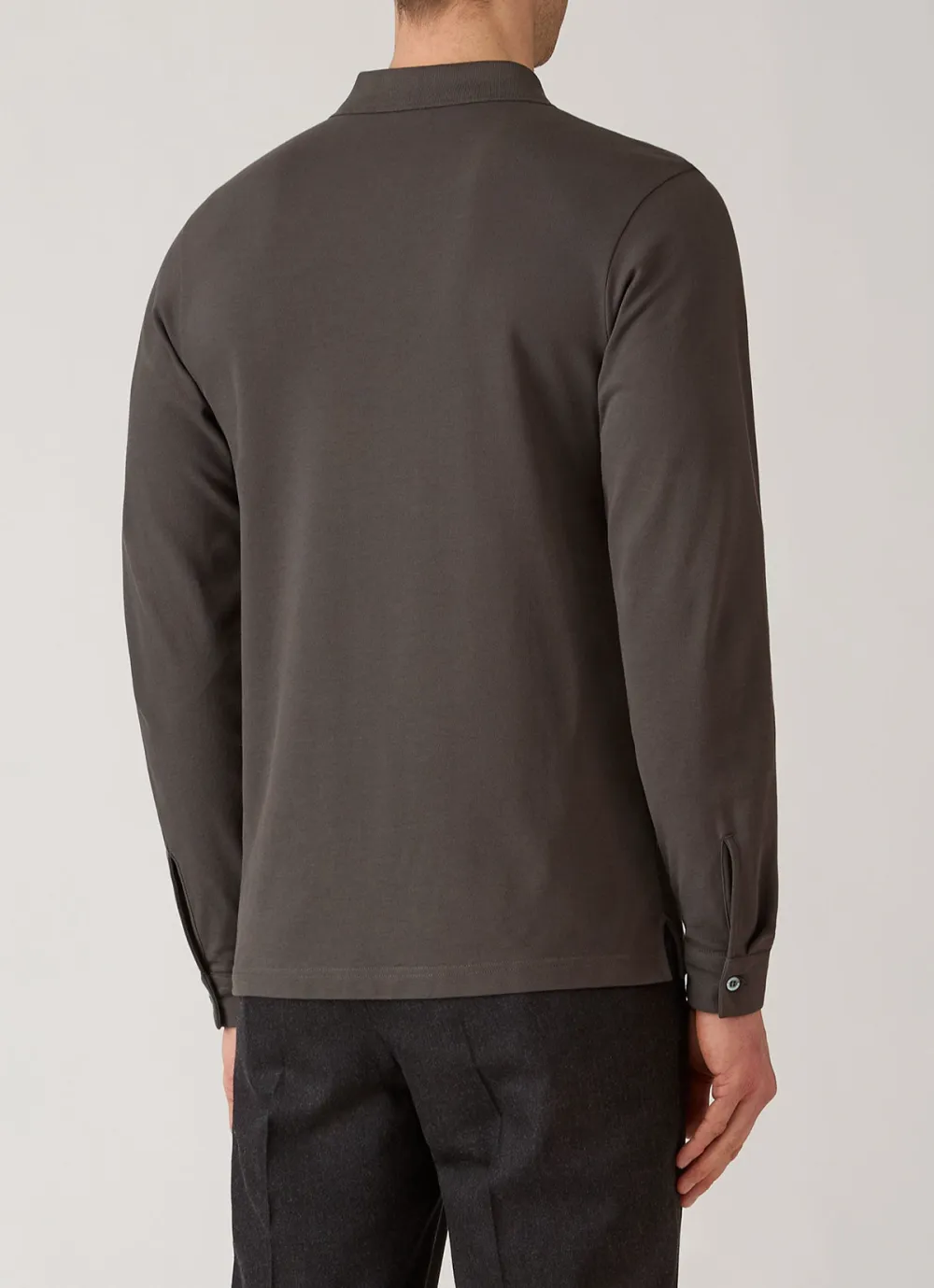 Refined Everyday Slim Fit Cotton Pique Long Sleeve Polo Shirt