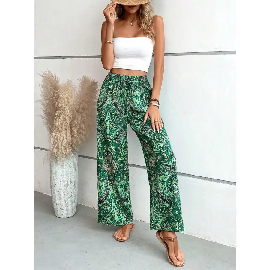 Soft Printed Wide Leg Pants
