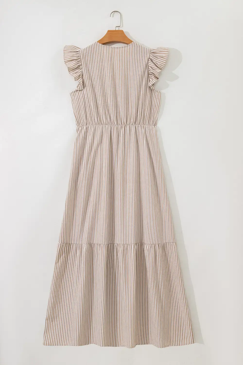 Striped Button Front Slit Maxi Dress