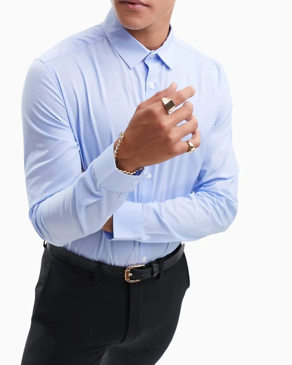 Stretch Slim Fit Work Shirt In Blue
