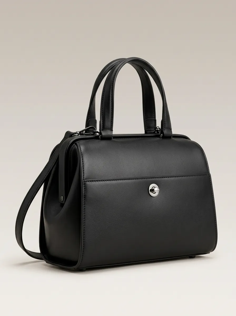 Women's Refined Doctor Bag Silhouette Black Everyday Handbag