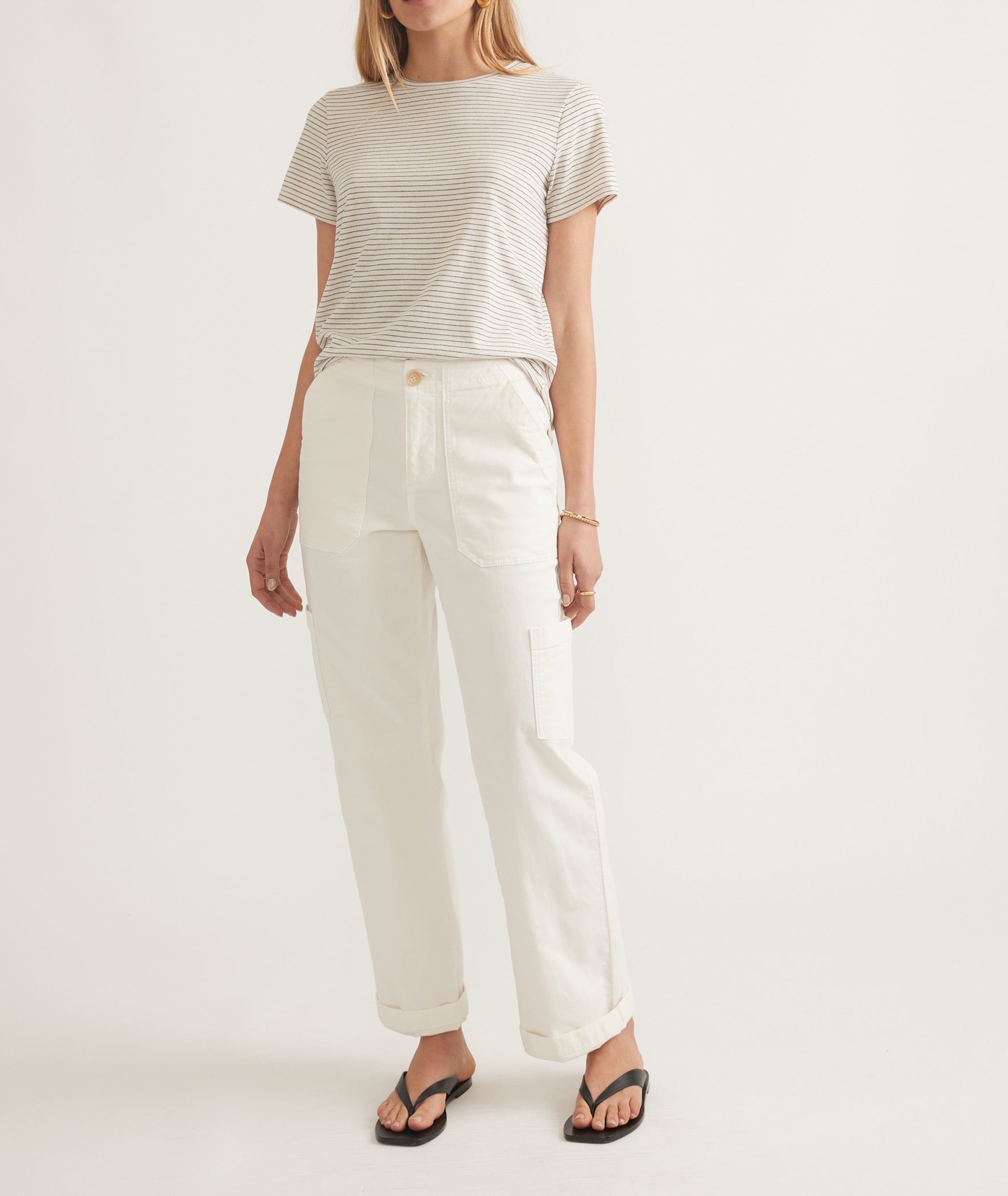 Striped Pattern Crew Neck Top