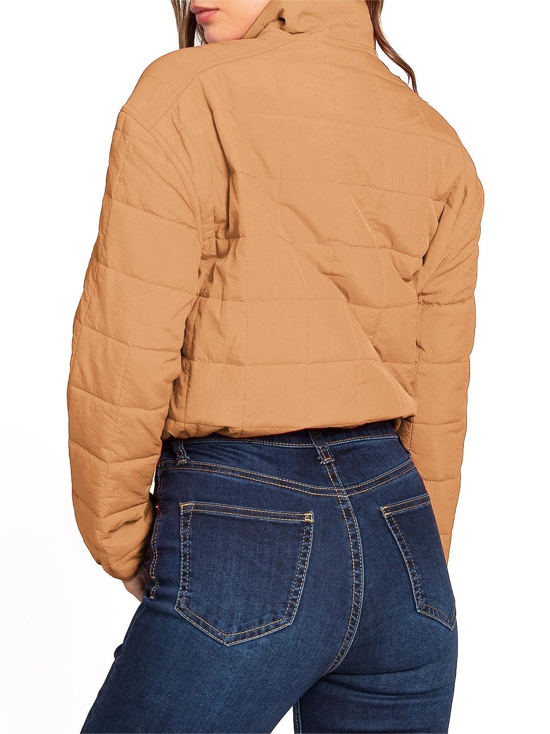 Bright Orange Puffer Crop Jacket