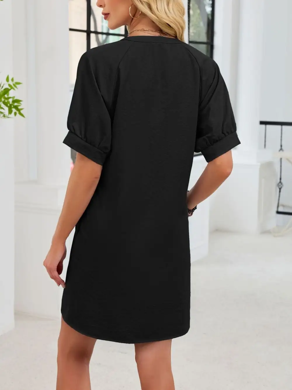 Tie Waist Short Sleeve Dress Casual
