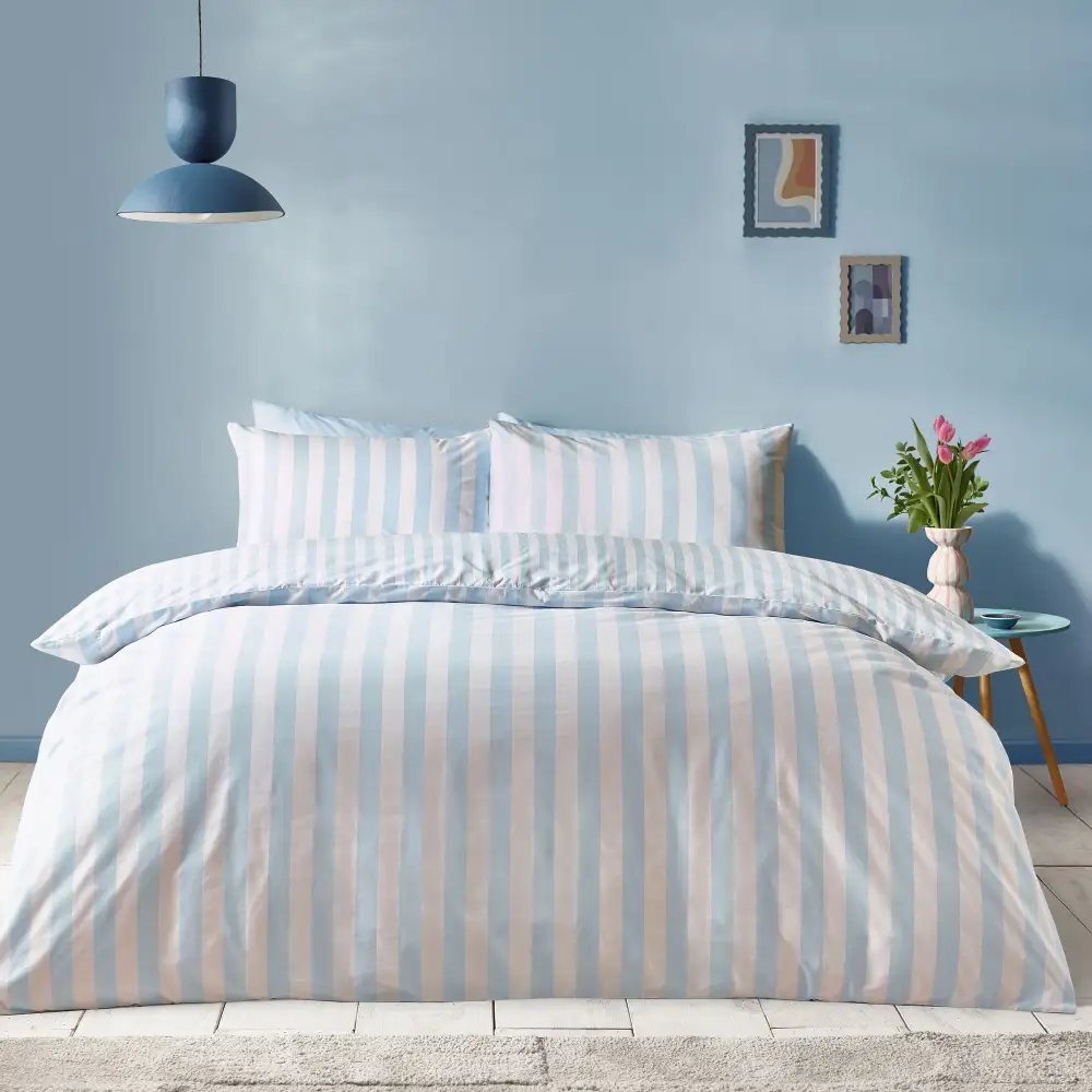 Graceful Bedroom Stripe Cotton Duvet Cover Set