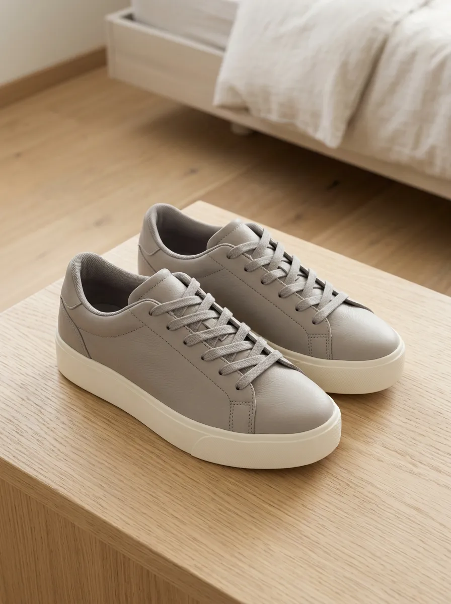 Women's Minimalist Grey Solid Color Printed Sneakers