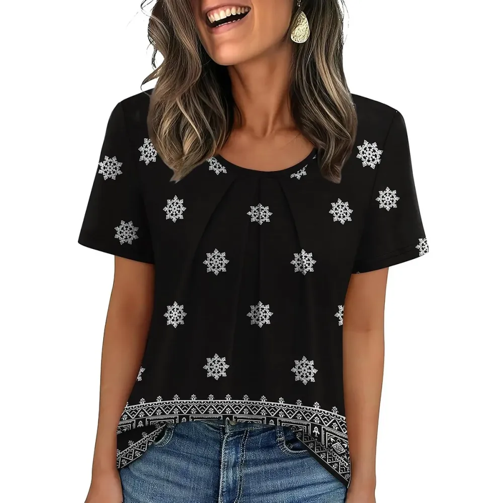 🔥Last Day: 8-Pack Only $24 🎨Women's Pleated Short-Sleeve Top