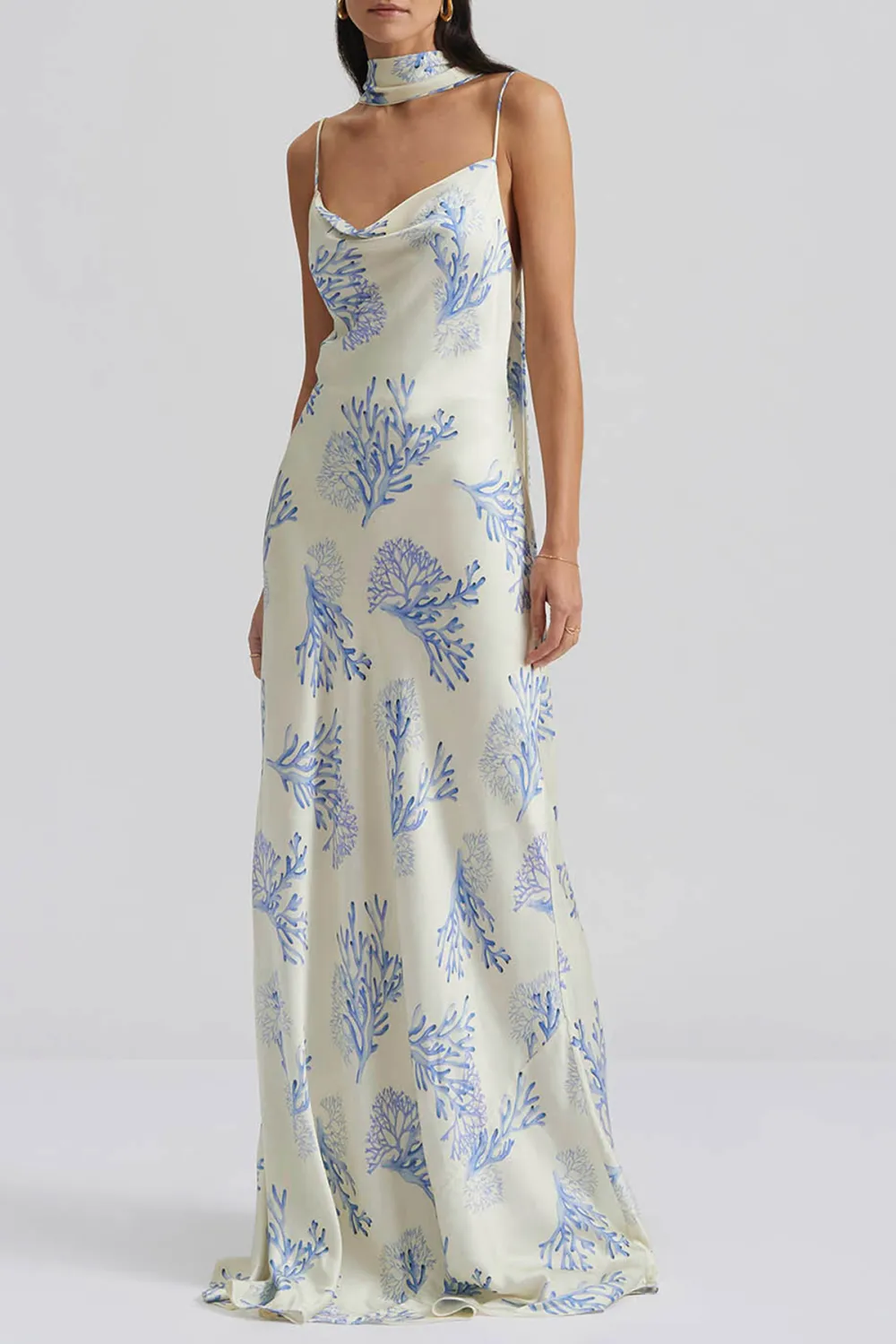 Seafoam Print Spaghetti Strap Maxi Dress