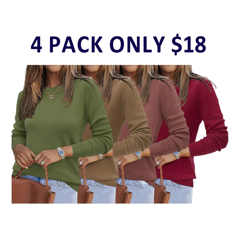 Women Spring Fashion Wool Blend Sweater 2025 Long Sleeve Crew Neck Business Casual Pullover Tops Trendy Outfits