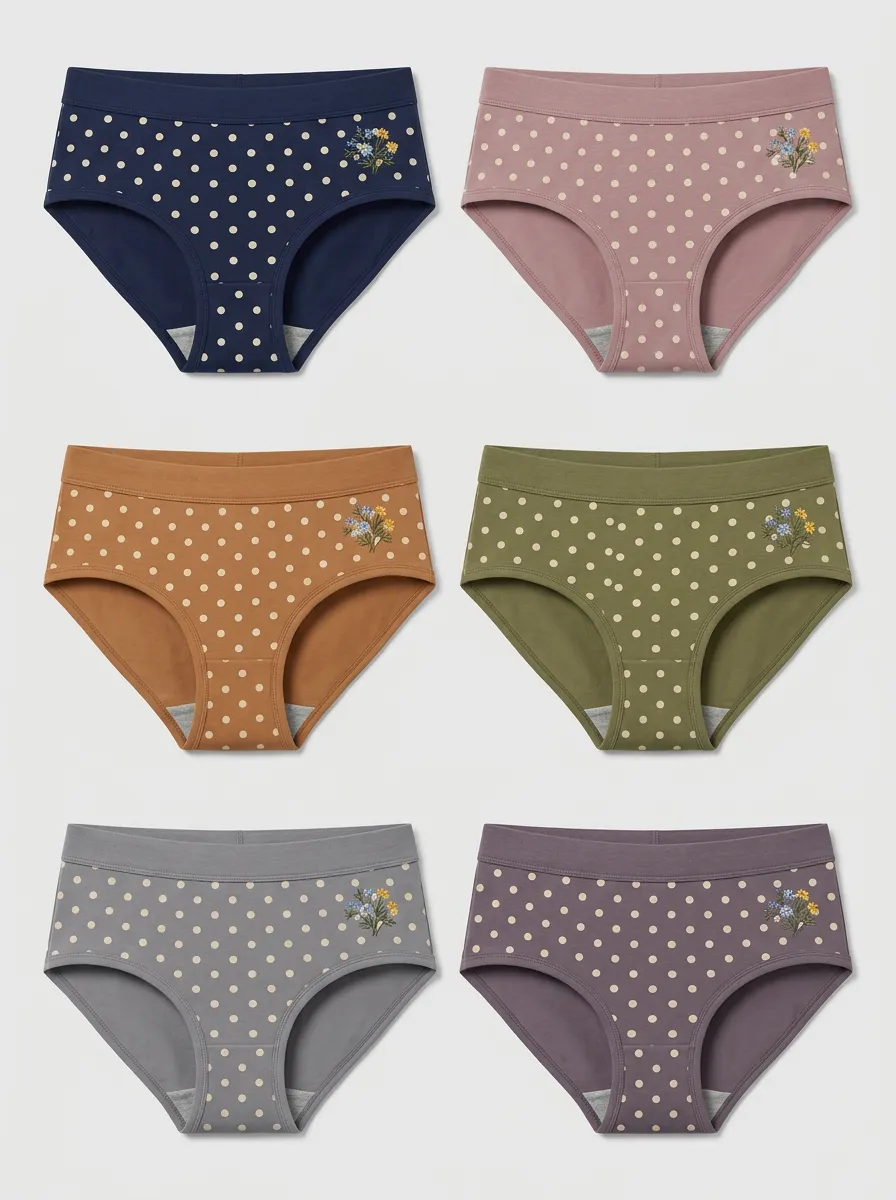 Women's Floral Polka Dot Multi-Pack Printed Panties