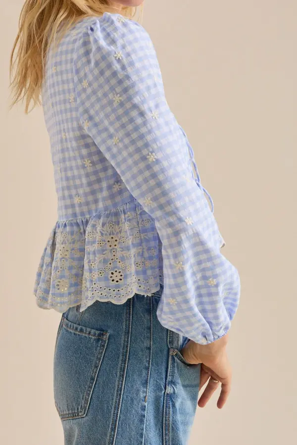 Gingham Front Tie Top