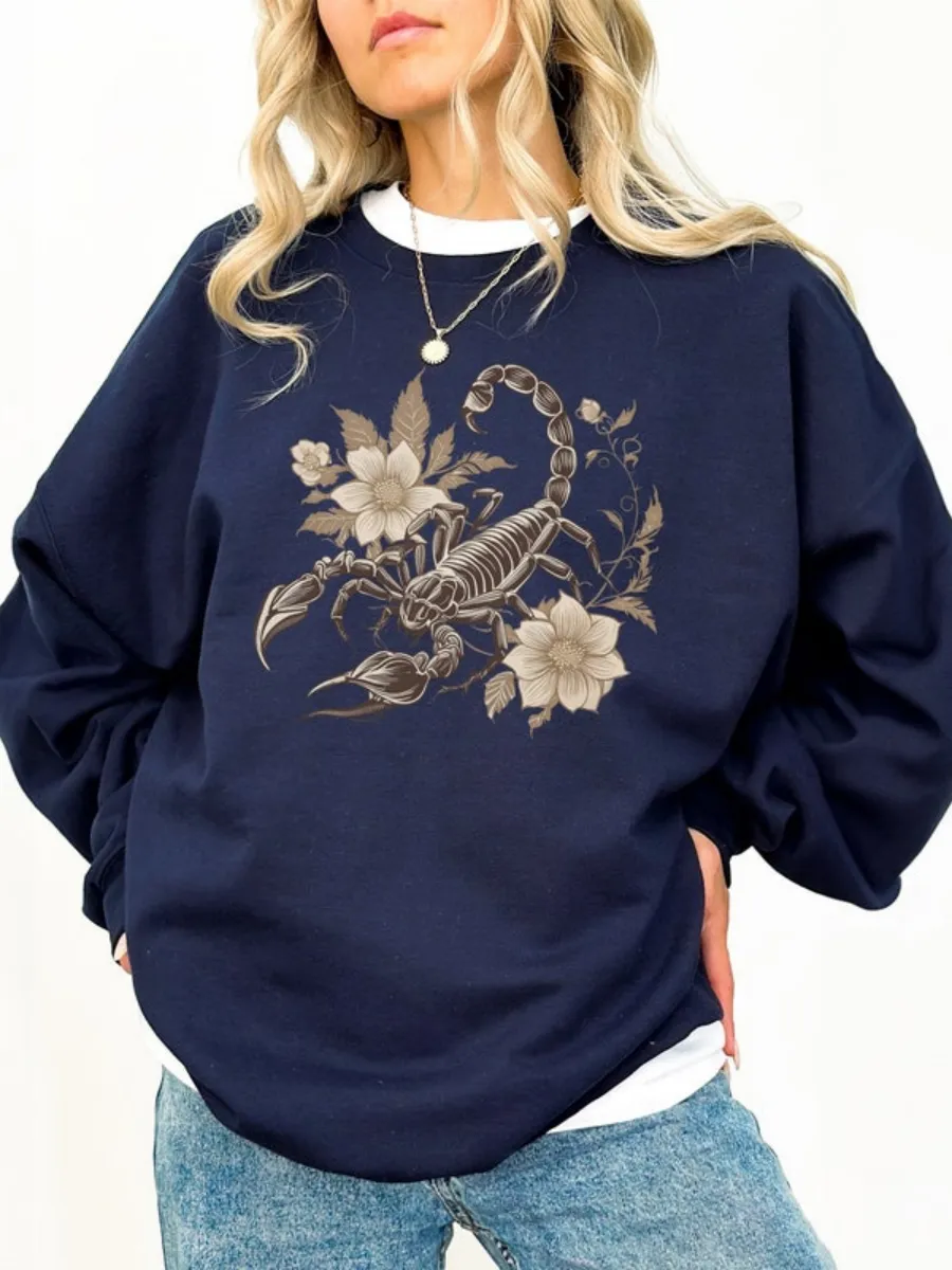 Gothic Scorpion and Flower Sweatshirt
