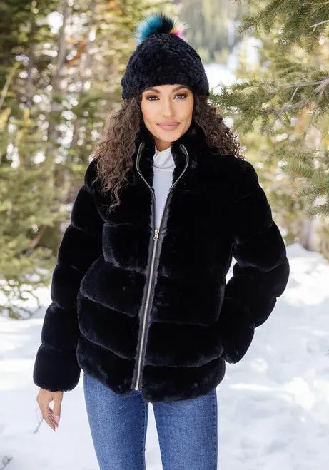 Black Faux Fur Uptown Mink Jacket