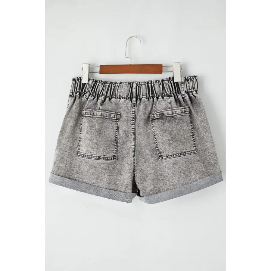 Zipped Cuffed Edge Denim Shorts
