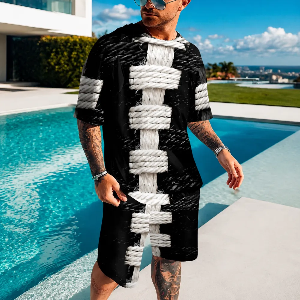 Abstract Geometric Shirt And Shorts Set