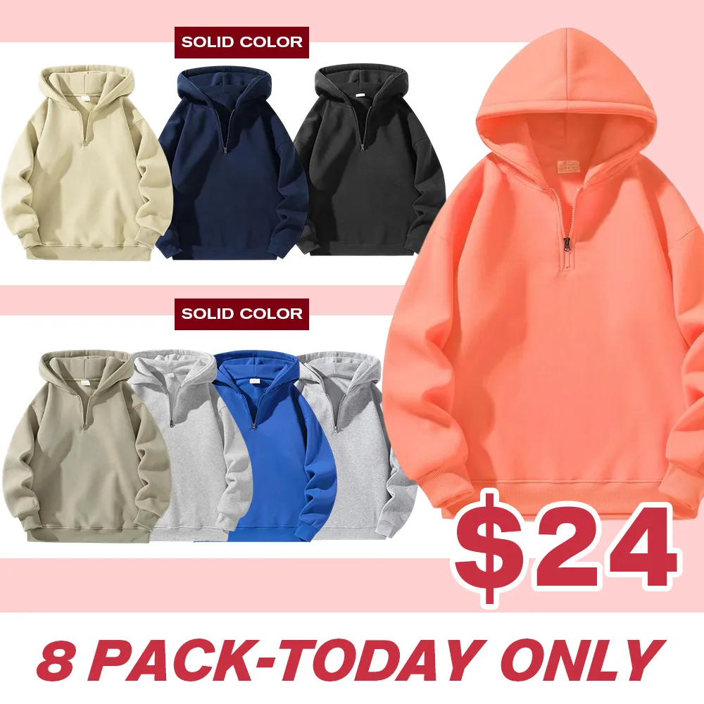Men's regular fit solid color zip-up hoodie【CLEARANCE ONLY FOR TODAY】