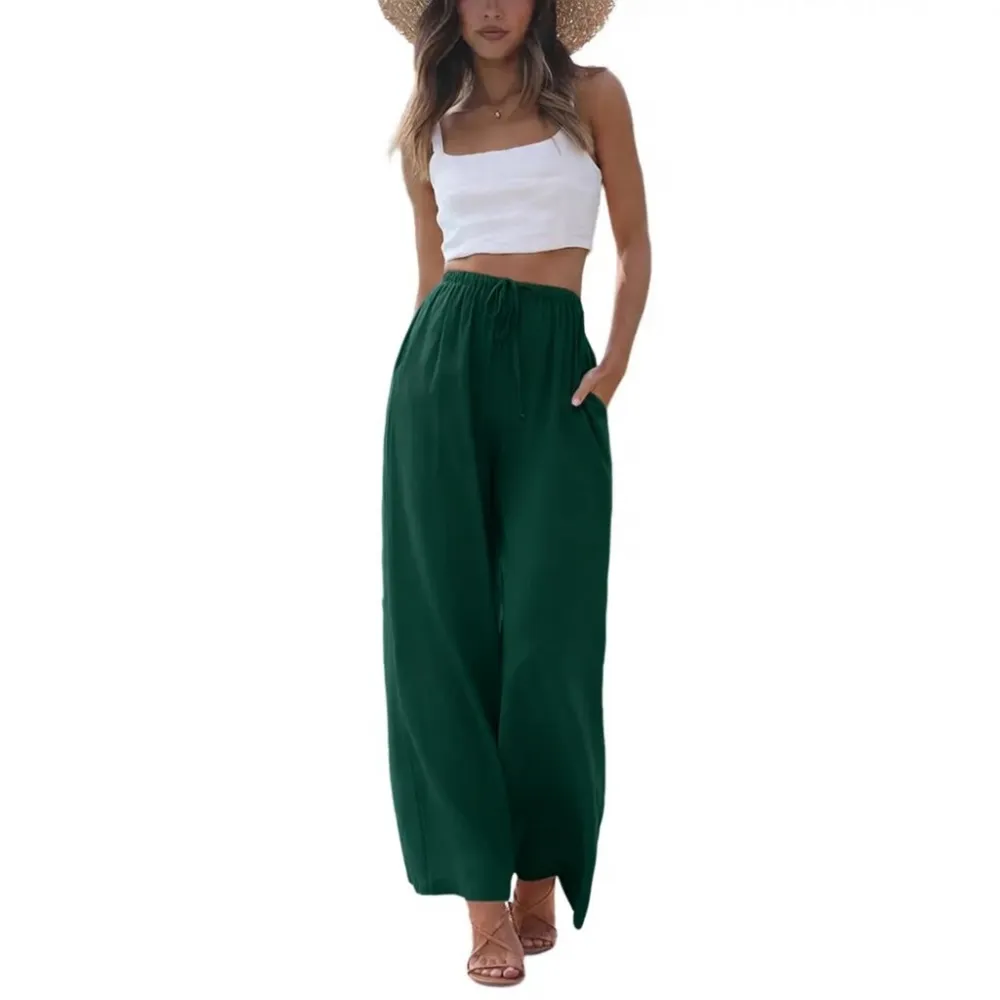 Women's Summer Cotton Linen Wide Leg Pants