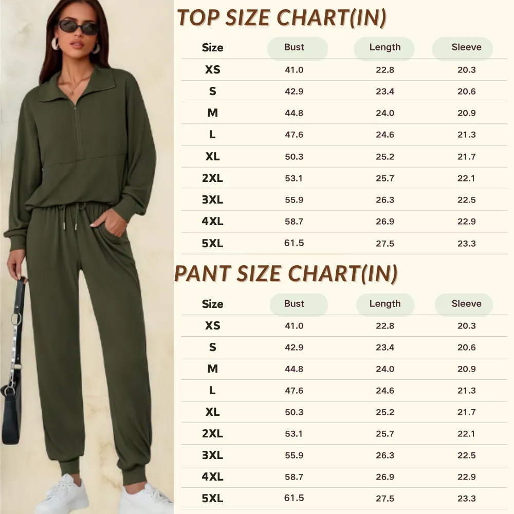 Women's Half Zip 2-Piece Sweatpants Set