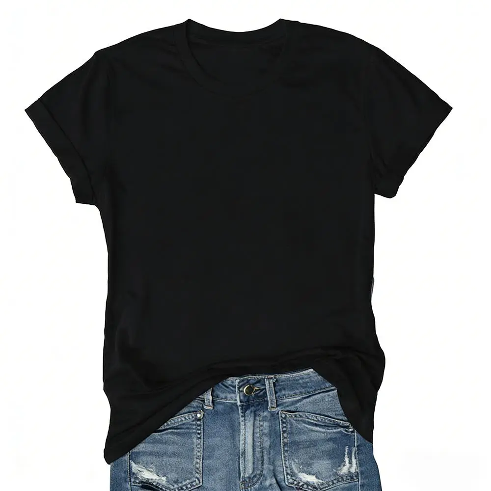 Women's Short Sleeve T-Shirts Multipack, Solid Color Round Neck Casual Tee Tops