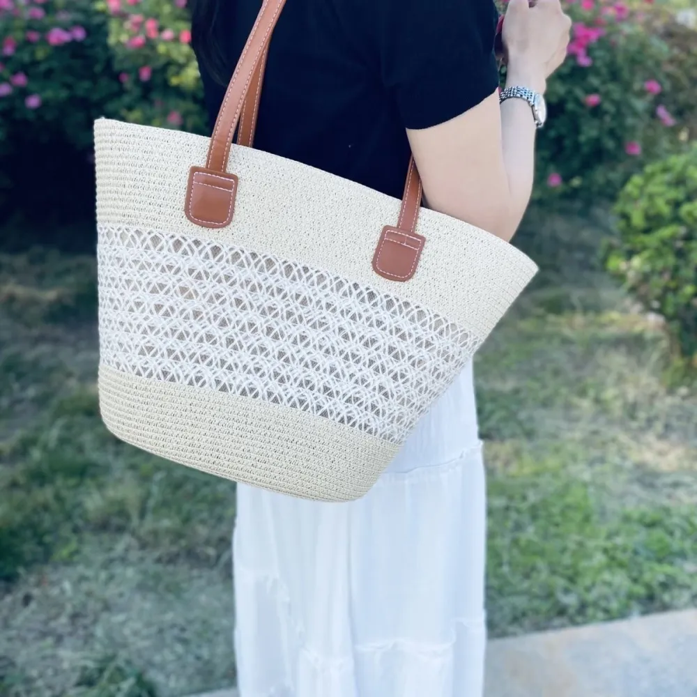 Straw Roomy Everyday Tote Bag