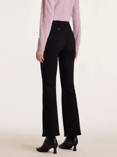 Black Ankle Length Flared Jeans