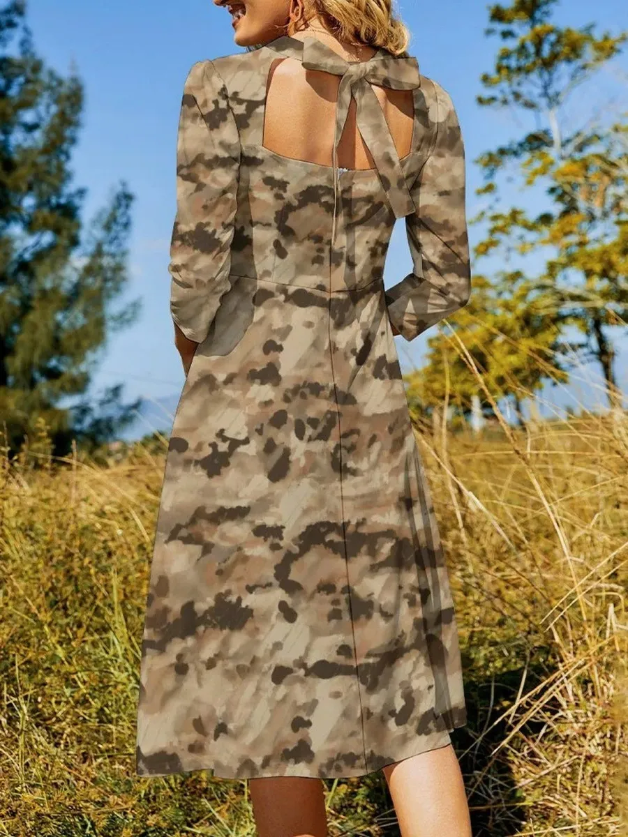 Camo Print Midi Dress