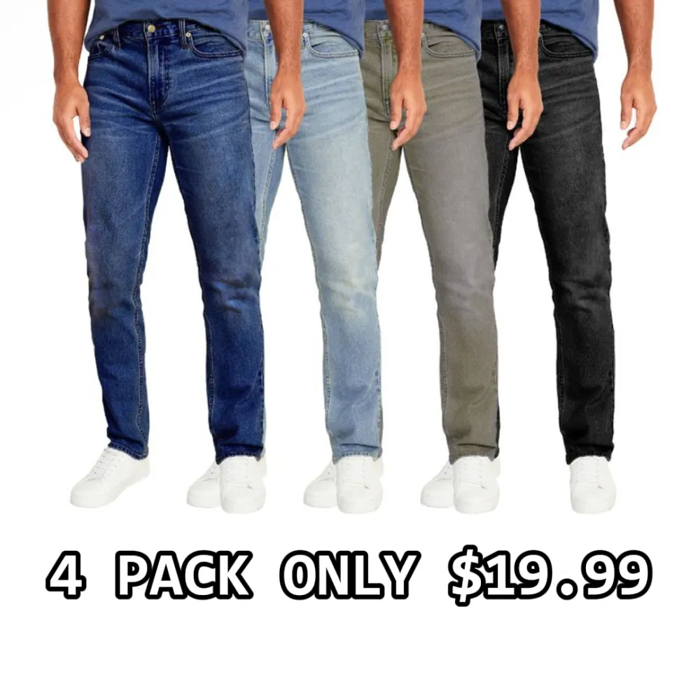 Men's Flex Stretch Slim Straight Jeans Classic Denim