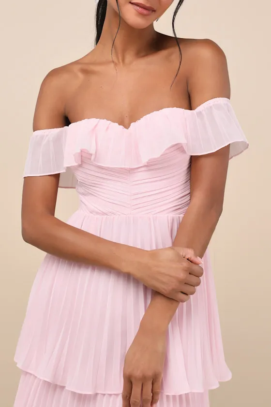 Always Remarkable Light Blue Floral Off-the-Shoulder Maxi Dress