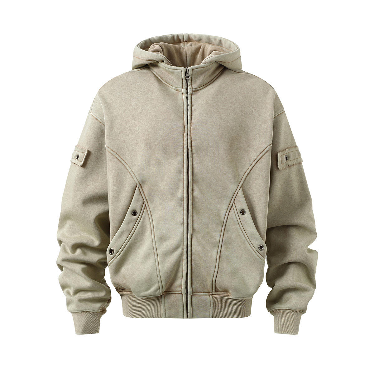 Men's Washed Zip-Up Hoodie Jacket