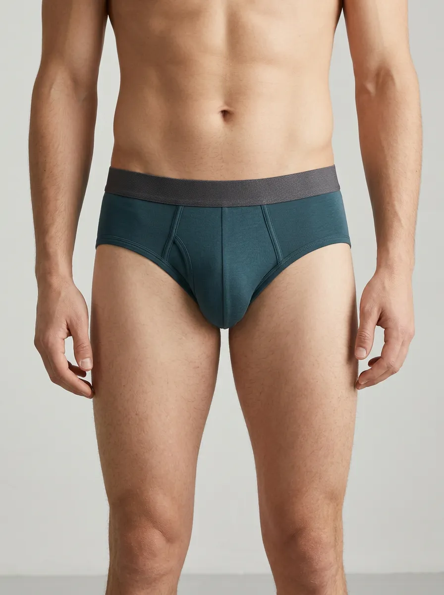 Men's Solid Teal Minimalist Printed Briefs